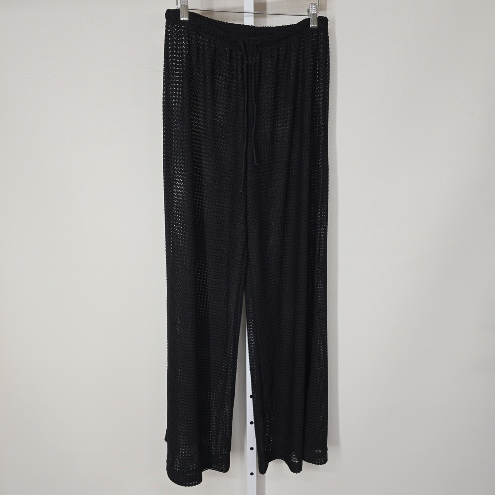 Hurley Womens Black Crochet Mesh Wide Leg Swim Cover Up Pants XL XXL 1897344 - Picture 1 of 5